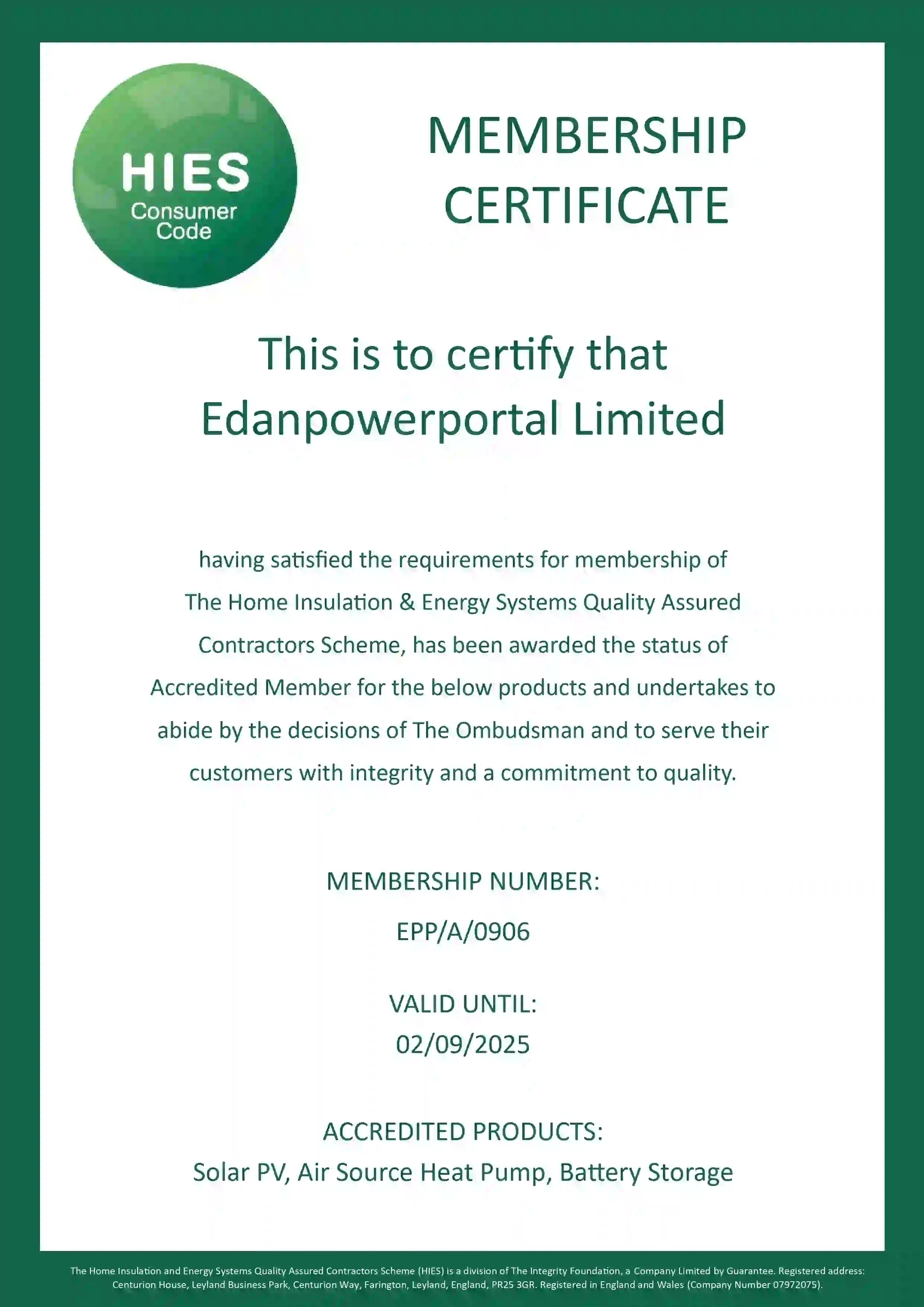 MEMBERSHIP CERTIFICATE