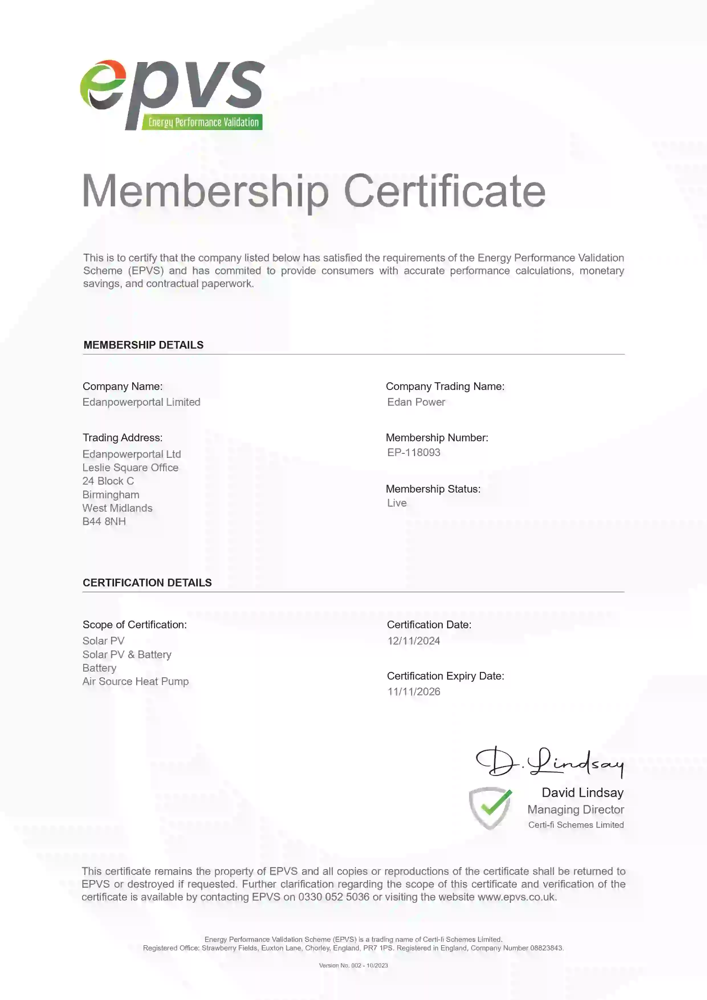 Membership Cretificate