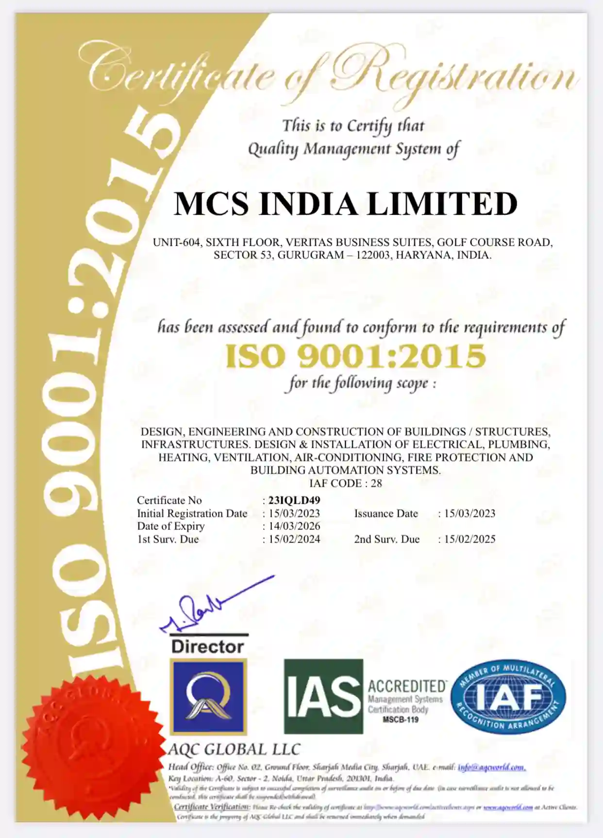 MCS Certificate